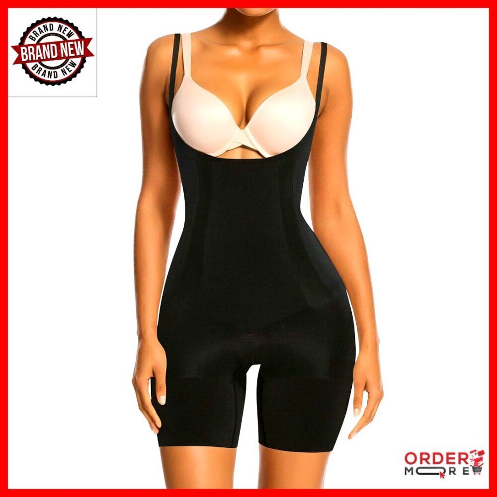 Tummy Control Shapewear Bodysuit Open Bust Thigh Slimmer Seamless Compression
